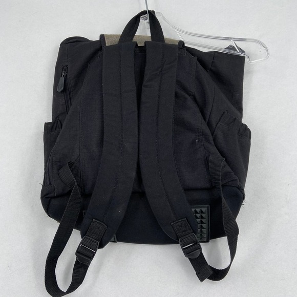Eddie Bauer Canvas Backpack Cinch Drawstring Top Flap Closure Black - Picture 8 of 12
